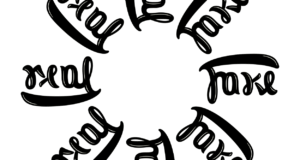 Ambigrama: "real-fake". Autor: Basile Morin (Wikimedia Commons)
