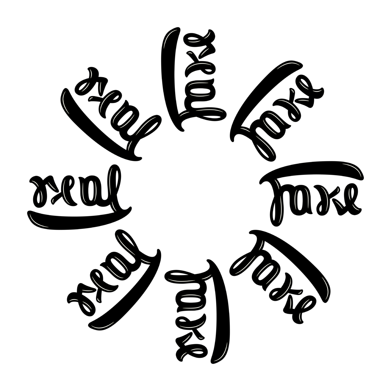 Ambigrama: "real-fake". Autor: Basile Morin (Wikimedia Commons)